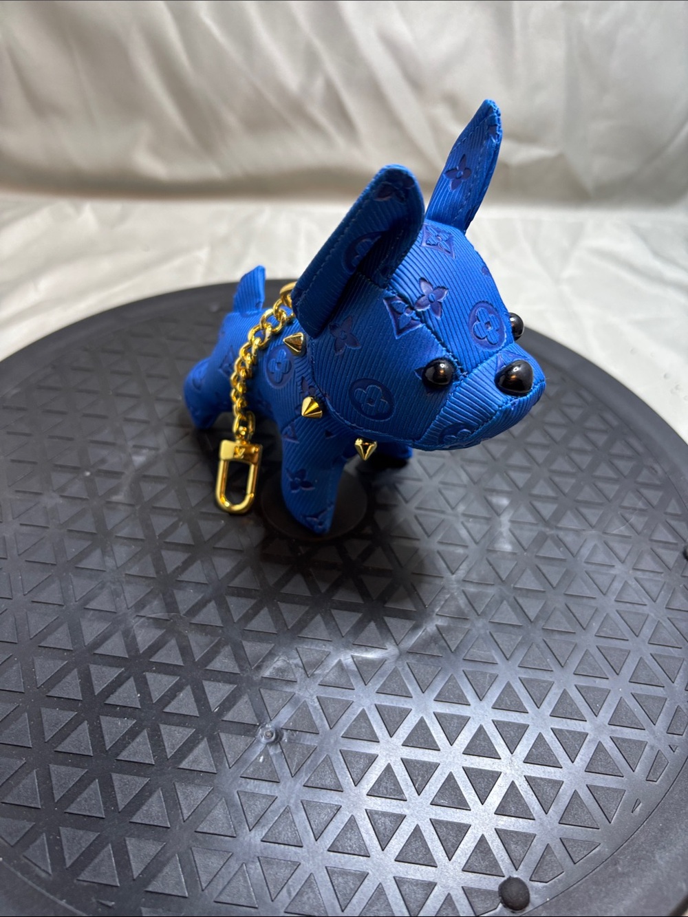 Blue French bulldog bag, charm with floral print